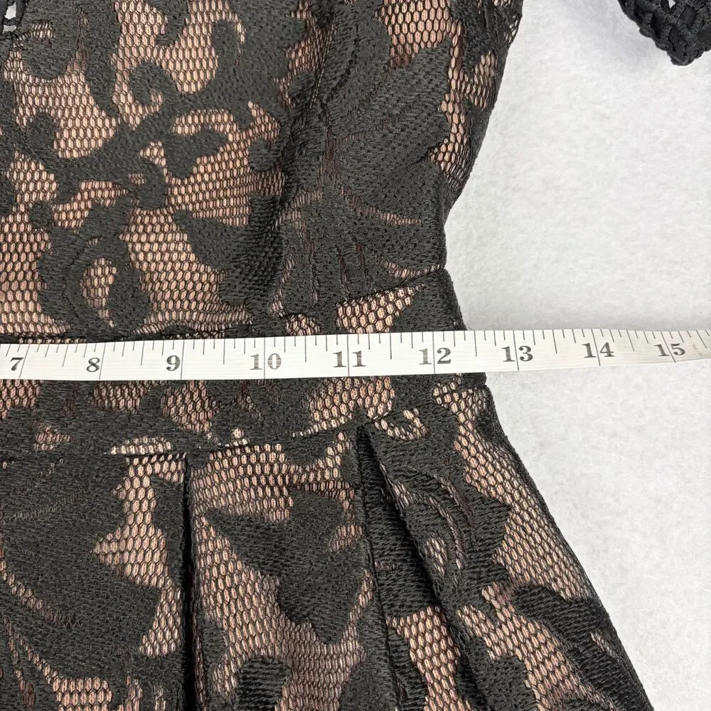 ELLIATT Velosity Midi Cocktail Dress Women's XS Black Neutral Lace Mesh Evening - Picture 8 of 11
